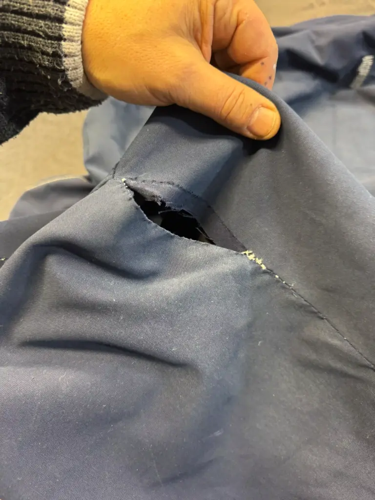 Broken pulpet cover Nimbus Max 1 before new production - cracked boat canopy with worn canopy fabric