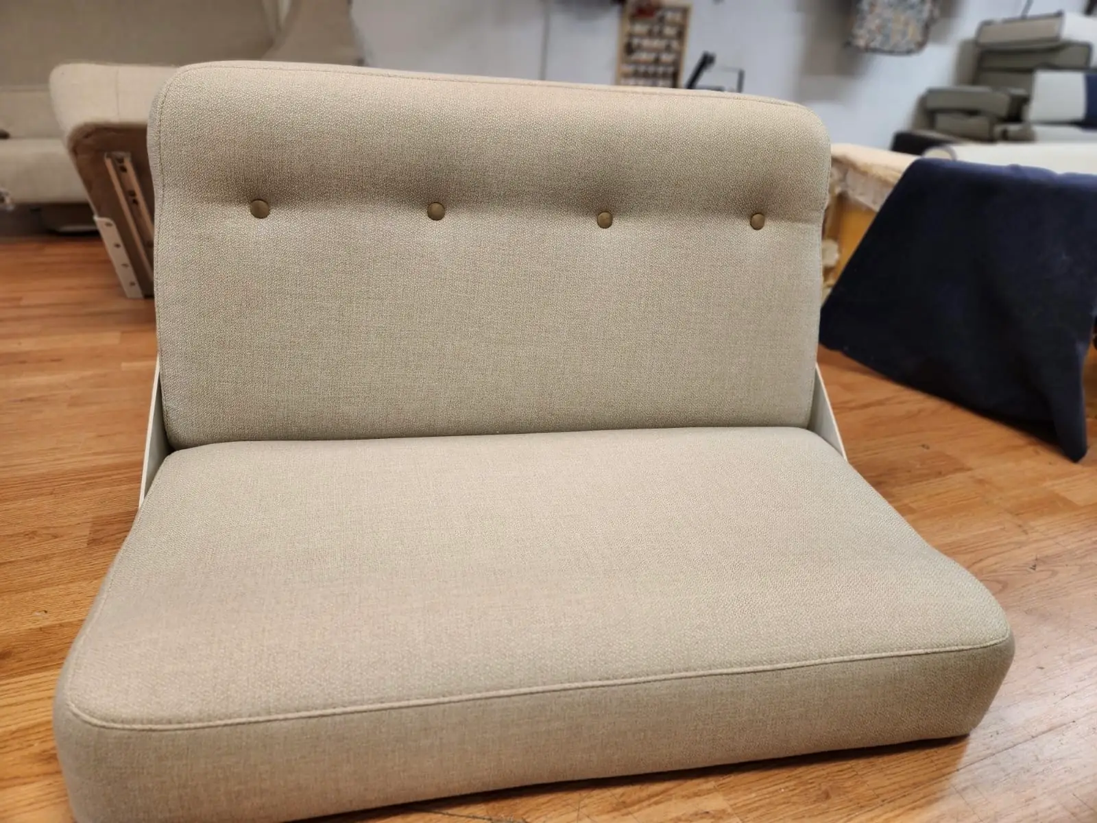 Lounge sofa boat cushion for Saga 315 - beige seat and back cushions after upholstery in Gothenburg